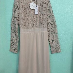 Boohoo Lace Maxi Dress in Cream